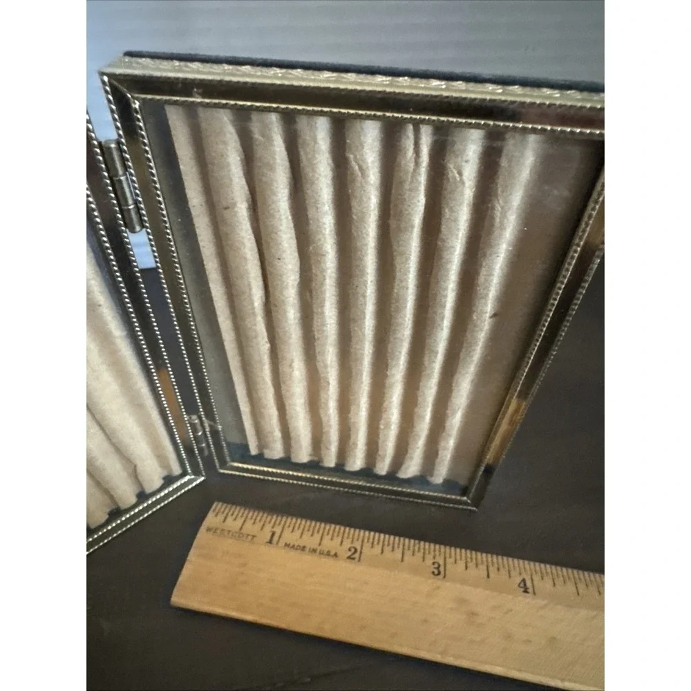 Vintage Double Metal Picture Frame Gold Tone  5 X 3 Stand Up